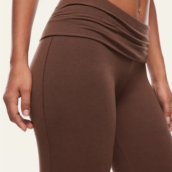 Brown Yoga pants fold over flare leggings - Picture 4 of 8